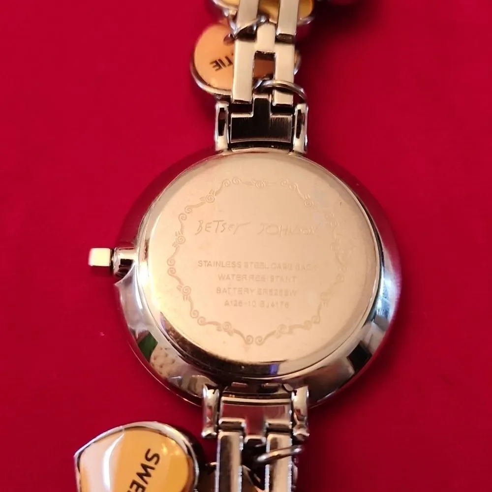 NWT Betsey Johnson Rare Love Silver Tone Charm Watch with Box!